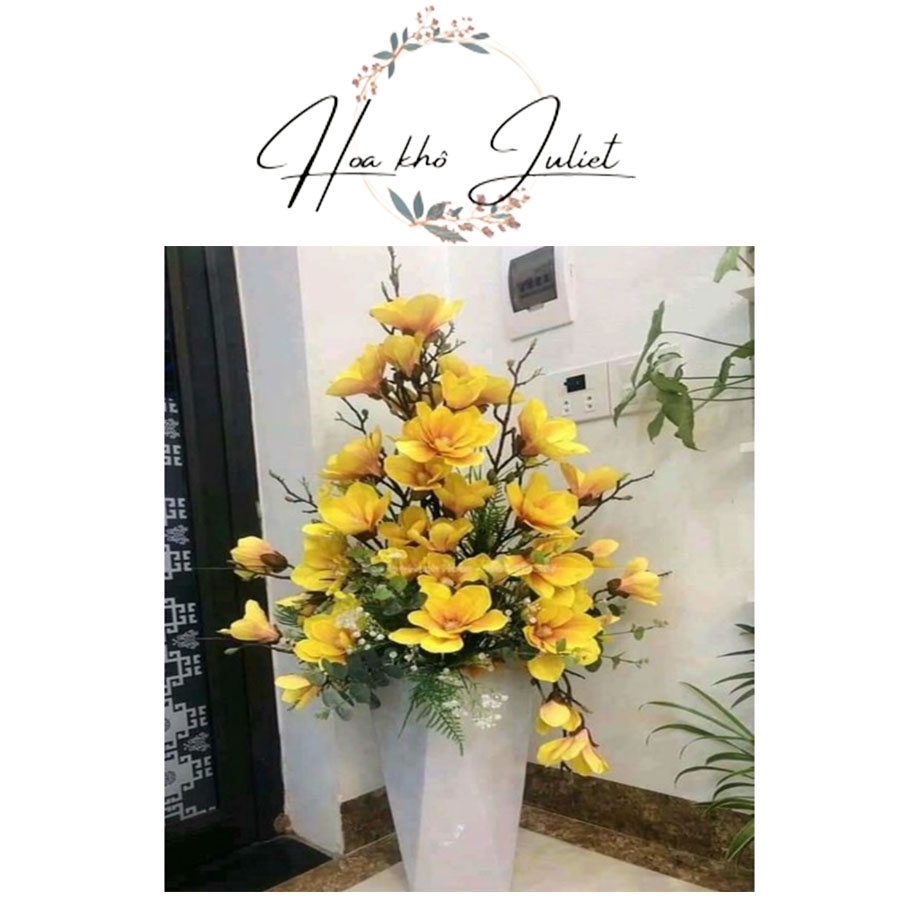 Hoa giả - Hoa mộc lan 5 bông hàng cao cấp, décor, trang trí nhà ở, văn phòng quán sang trọng. HL038
