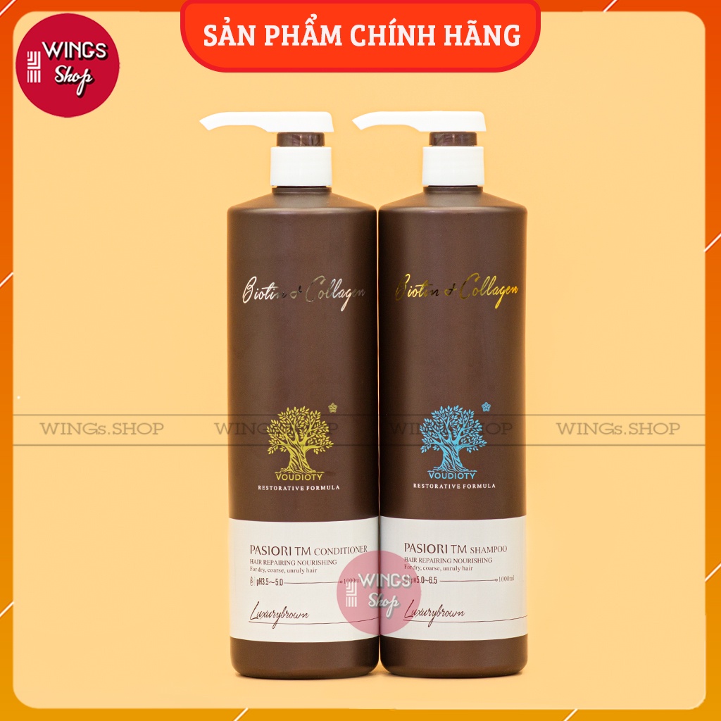 Cặp Dầu Gội Xả Biotin Collagen Lux Brown 1000ML ( Phiên bản mới )| Giảm Rụng, Kích Mọc Tóc, Ngăn Ngừa Gàu | Wings Shop