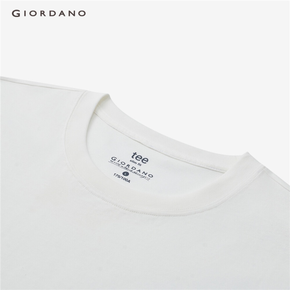 Áo thun cotton GIORDANO 01023440 cổ tròn thêu hình gấu