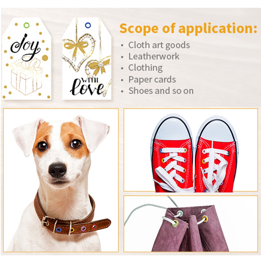 Set 400 Khoen Kim Loại Nhiều Màu Sắc Kích Thước 3 / 16 Inch Kèm Dụng Cụ Lắp Đặt Và Hộp Đựng Trong Suốt