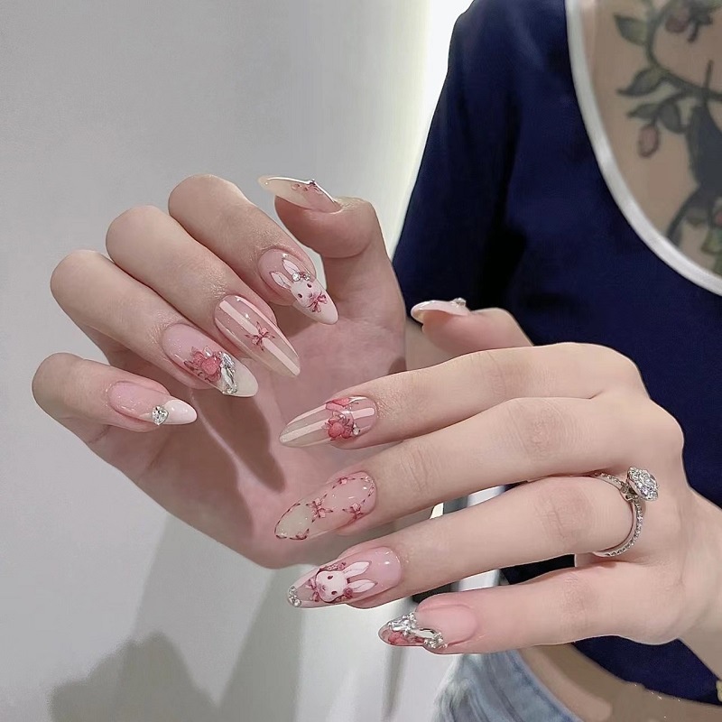 1 Miếng Dán Móng Tay Tự Dính Hình Thỏ Bunny Dễ Thương