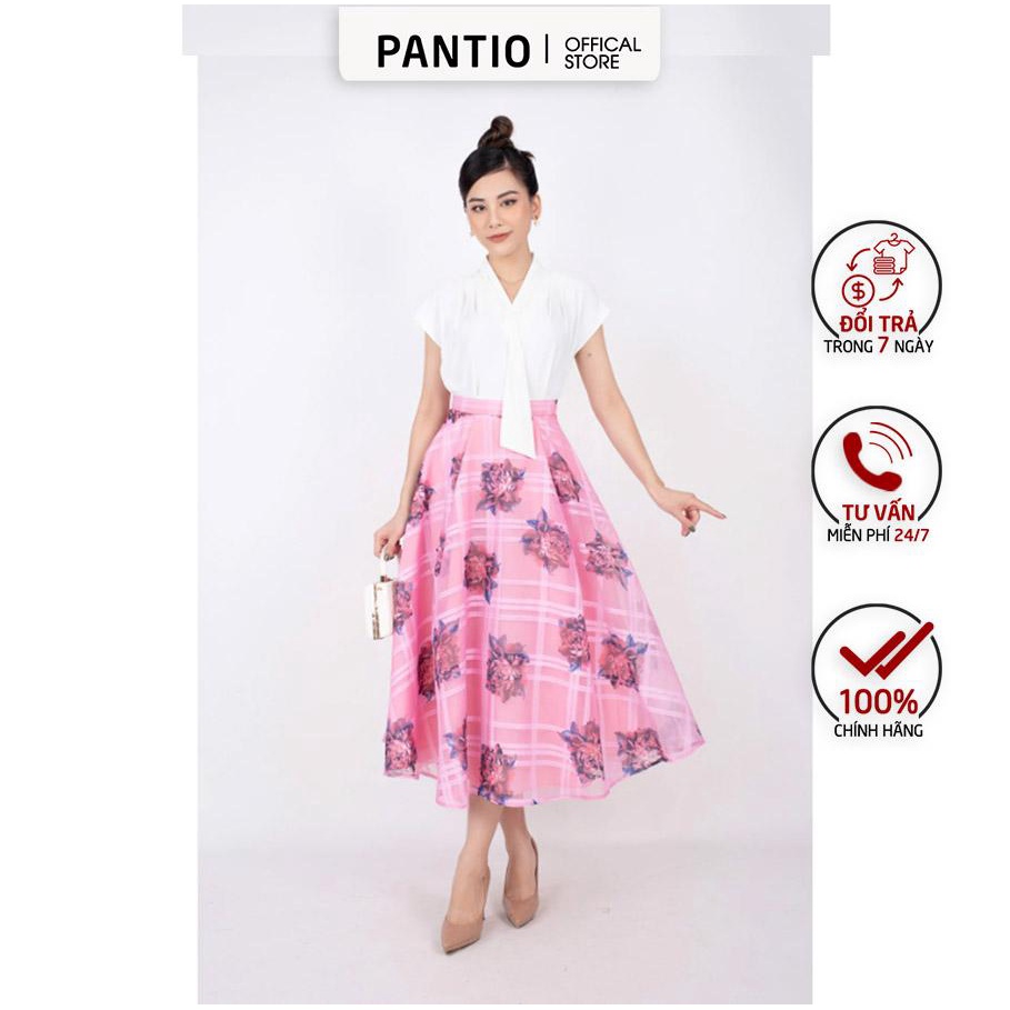 FJD71012 - Chân váy midi dạo phố vải voan dáng xòe cạp rời xếp nếp - PANTIO