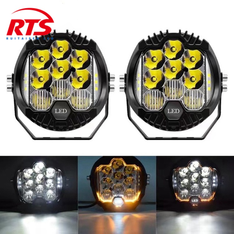 Đèn Pha LED Tròn Ba Mặt 23.3cm Gắn Nóc Xe Hơi Địa Hình Wrangler Chất Lượng Cao