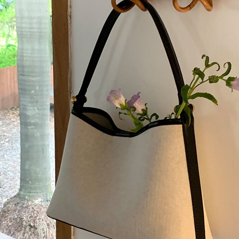 Ielgy Túi Xách canvas Đeo Vai Thời Trang Hàn Quốc Thiết Kế Hình Xương Cá Cho Nữ