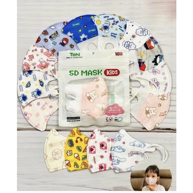 Khẩu trang cho bé 5D Taki 0-3 tuổi- Gói 10c