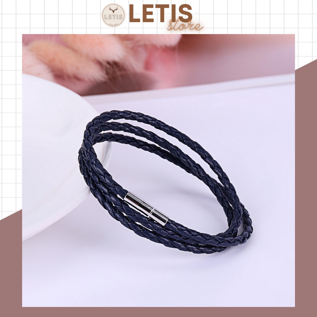 Vòng tay nam nữ dây da LETIS VT11, lắc tay phong cách cá tính thời trang bền bĩ