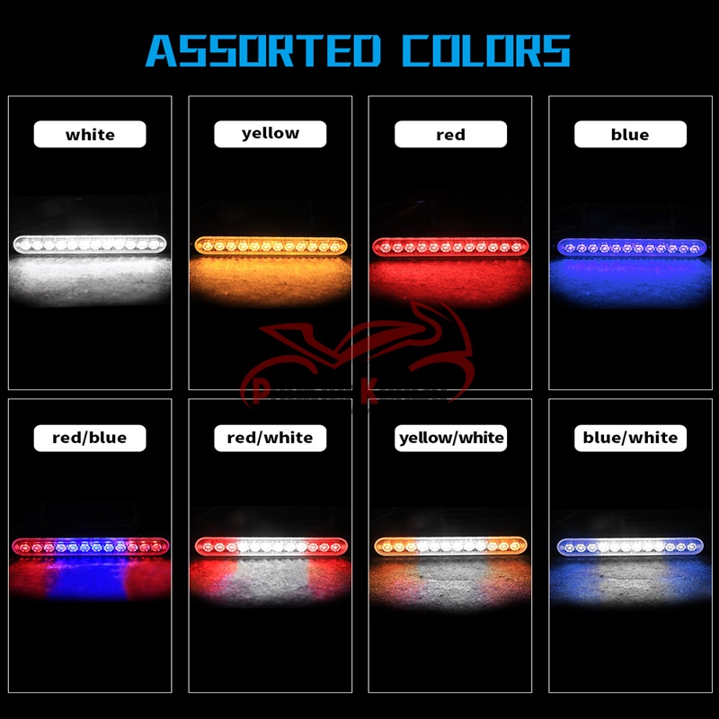 Đèn police chớp xanh đỏ 12 Led cao cấp 16 chế độ nháy cảnh sát thanh vỏ nhôm dài CNC 12V-24V - DXZ