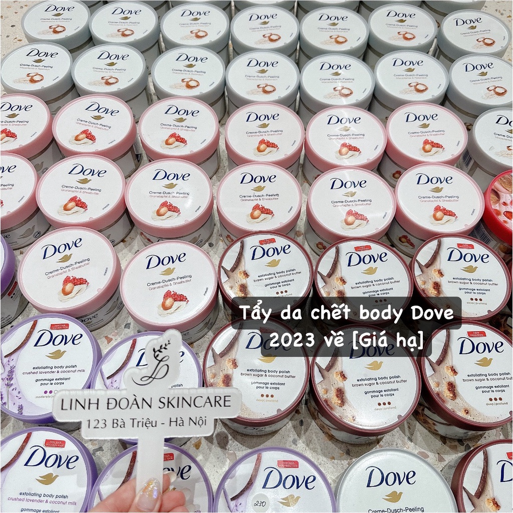 Tẩy da chết toàn thân Dove Exfoliating Body Polish dưỡng da mịn màng tươi sáng hũ 298g