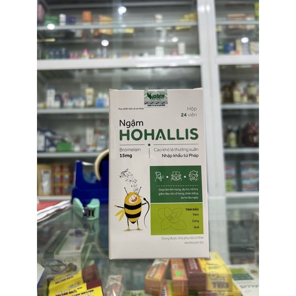 Ngậm họng Hohallis Vshine giúp làm ấm họng dịu ho hỗ trợ giảm đau rát họng