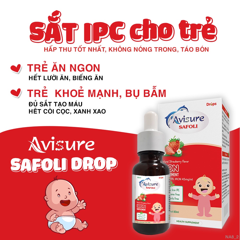 Sắt cho bé Avisure Safoli Drop 10ml - sắt hữu cơ cho bé sơ sinh