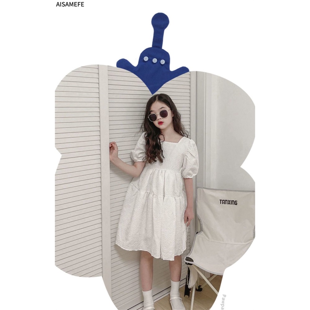 Đầm Tay Ngắn Phong Cách Hàn Quốc Thời Trang Mùa Hè Mới Dành Cho Bé Gái