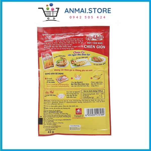 Bột tẩm khô chiên giòn Aji Quick gói 42g