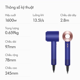 Combo Máy sấy tóc Dyson Supersonic™ HD08 (Vinca Blue/Rosé) và Lược Dyson