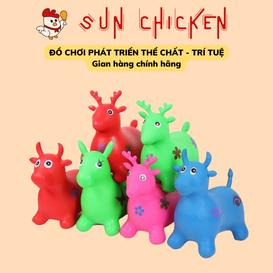 Đồ Chơi Thú Nhún Bơm Hơi Hình Chú Tuần Lộc Cho Bé Yêu
