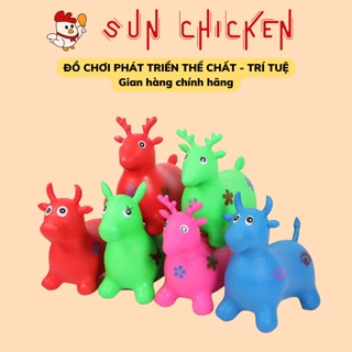 Đồ chơi thú nhún bơm hơi hình chú tuần lộc cho bé yêu