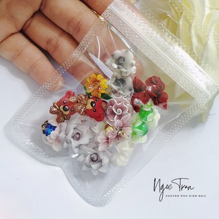 Set 20 Hoa Bột Cao Cấp Ôm Đá Đính Móng
