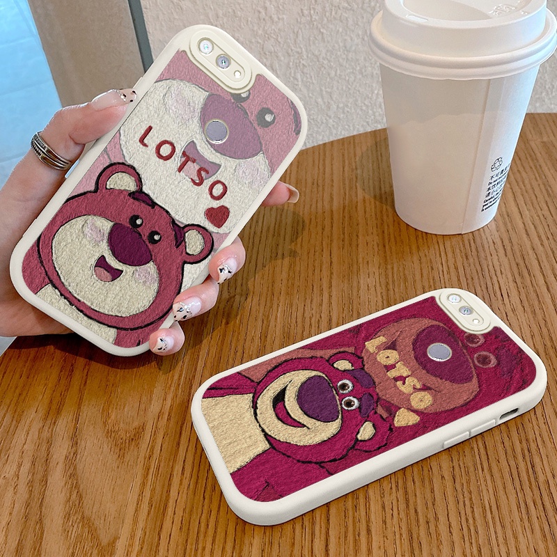 Ốp Điện Thoại Da PU Hình Gấu Dâu Tây Cho Xiaomi Mi 8 Lite