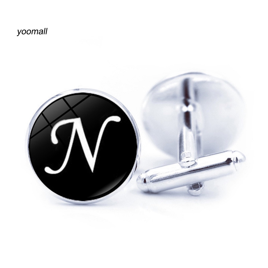 1 Cặp Khuy Măng Sét 26 Chữ Cái A-Z Bề Mặt Mịn Chống Mài Mòn Cho Áo Sơ Mi Nam