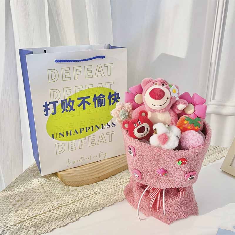 Bó Hoa Hình Gấu Dâu Tây Dễ Thương Dùng Làm Quà Tặng Sinh Nhật Cho Bé