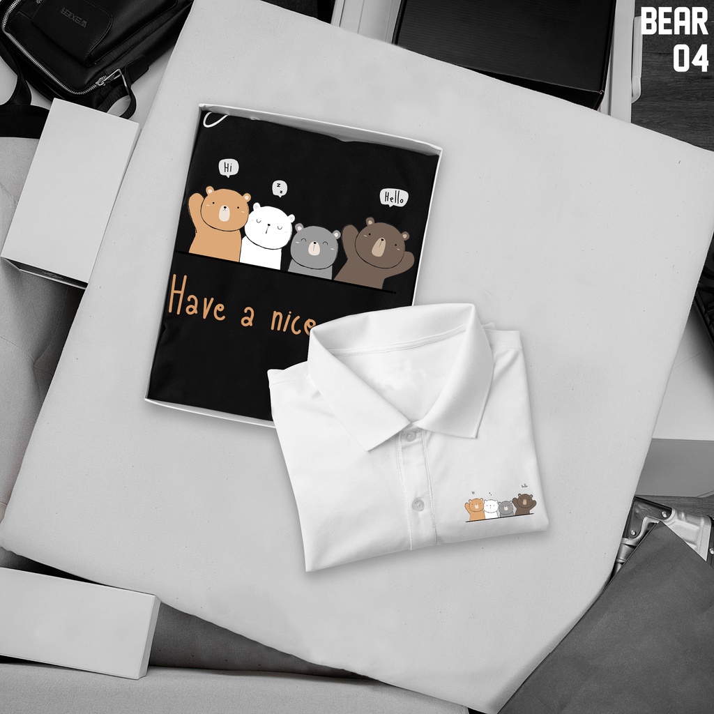 Áo Polo Cổ Bẻ Bear Cute Vải Xịn Fullbox, Thoáng Mát Thấm Hút Mồ Hôi Chuẩn Form Sang Trọng - BEAR 04