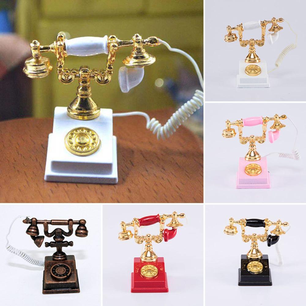 DANES Đồ trang trí Điện Thoại Bàn Mini Tự Trang Trí Nhà Búp Bê Phong Cách Vintage