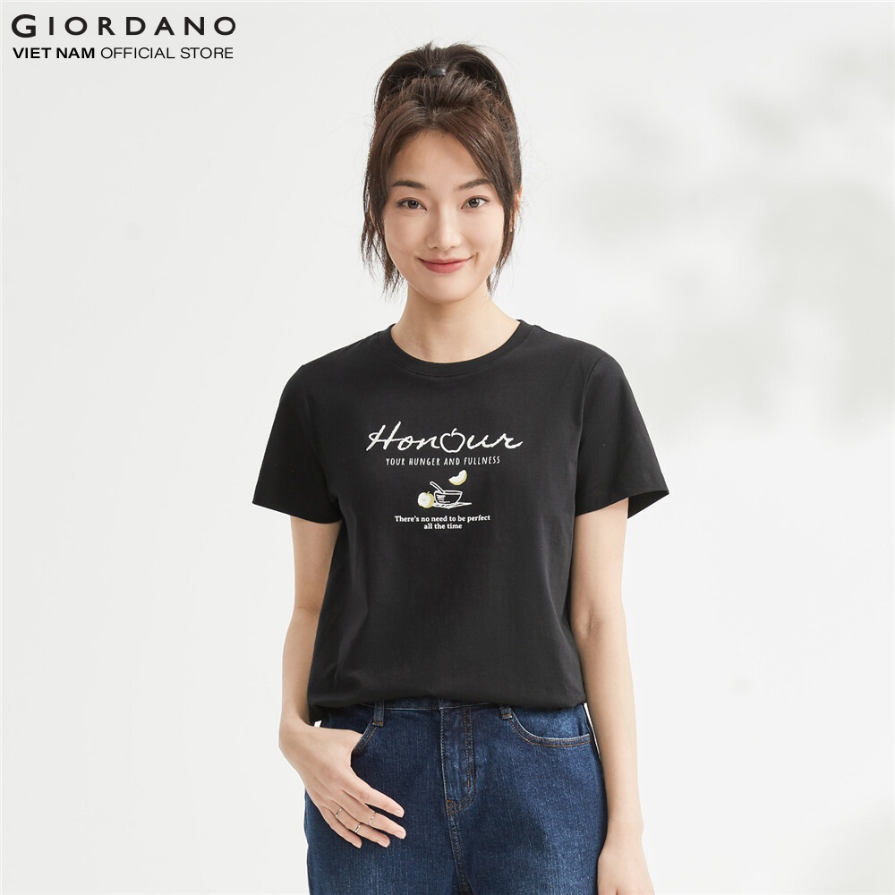 Áo Thun Nữ Ngắn Tay In Hình Printed Tee Giordano 05393211