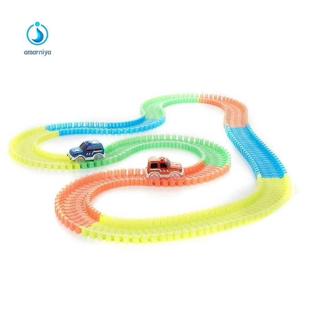 Bộ Phụ Kiện Đồ Chơi Lắp Ráp Đường Ray Xe SUV Có Đèn LED