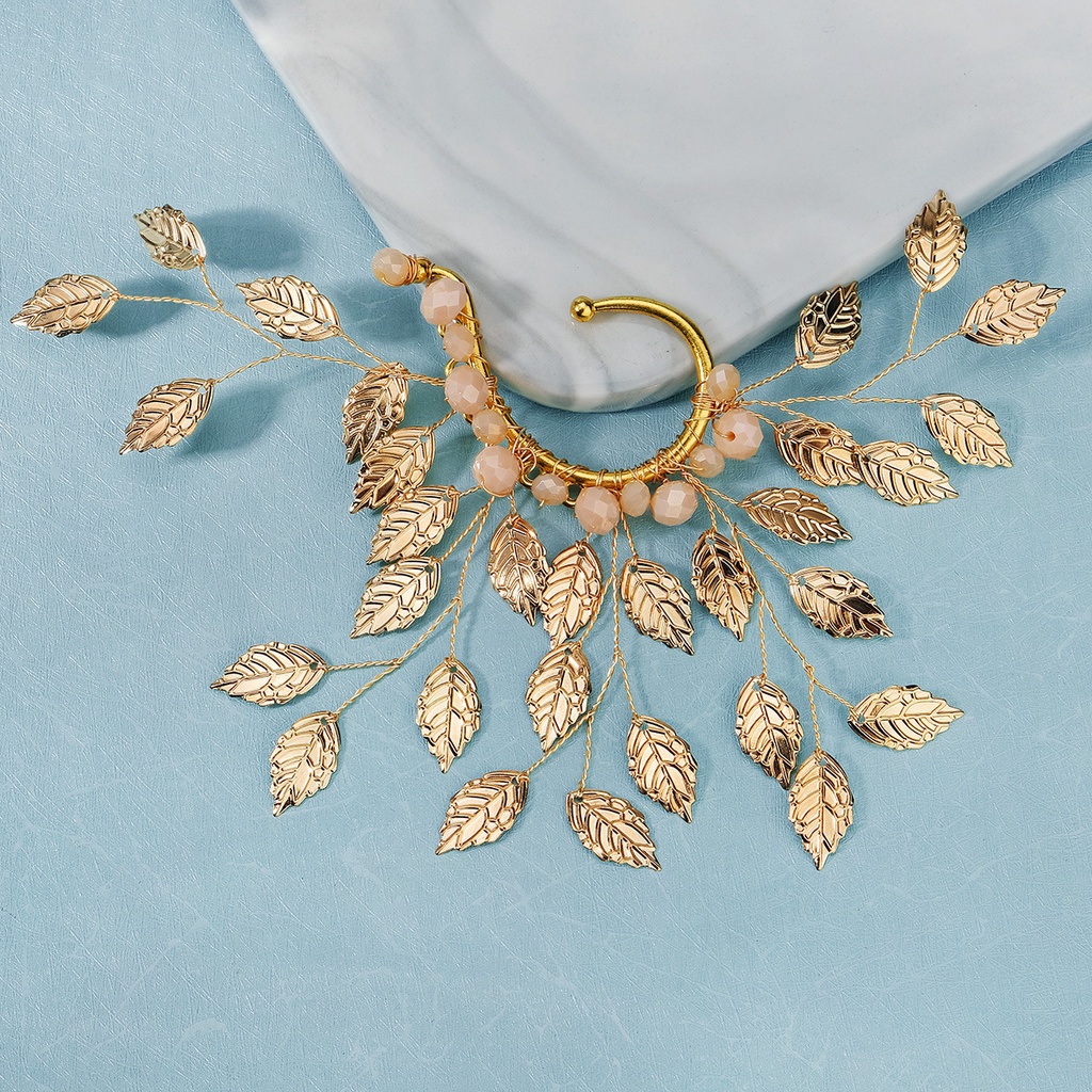 1 Khuyên Kẹp Vành Tai Hình Lá Vàng Phong Cách Vintage Thanh Lịch Dành Cho Nữ