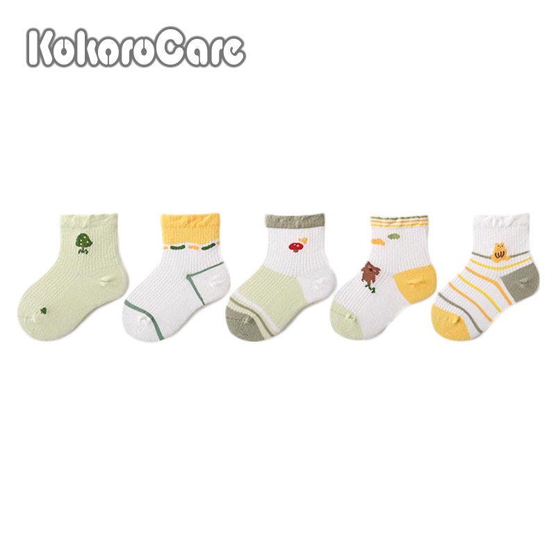 Set 5 Đôi Tất Cotton Cổ Cao In Hình Gấu KokoroCare MHM-21 2023 Size S / M / L / XL 1 Tháng-8 Tuổi