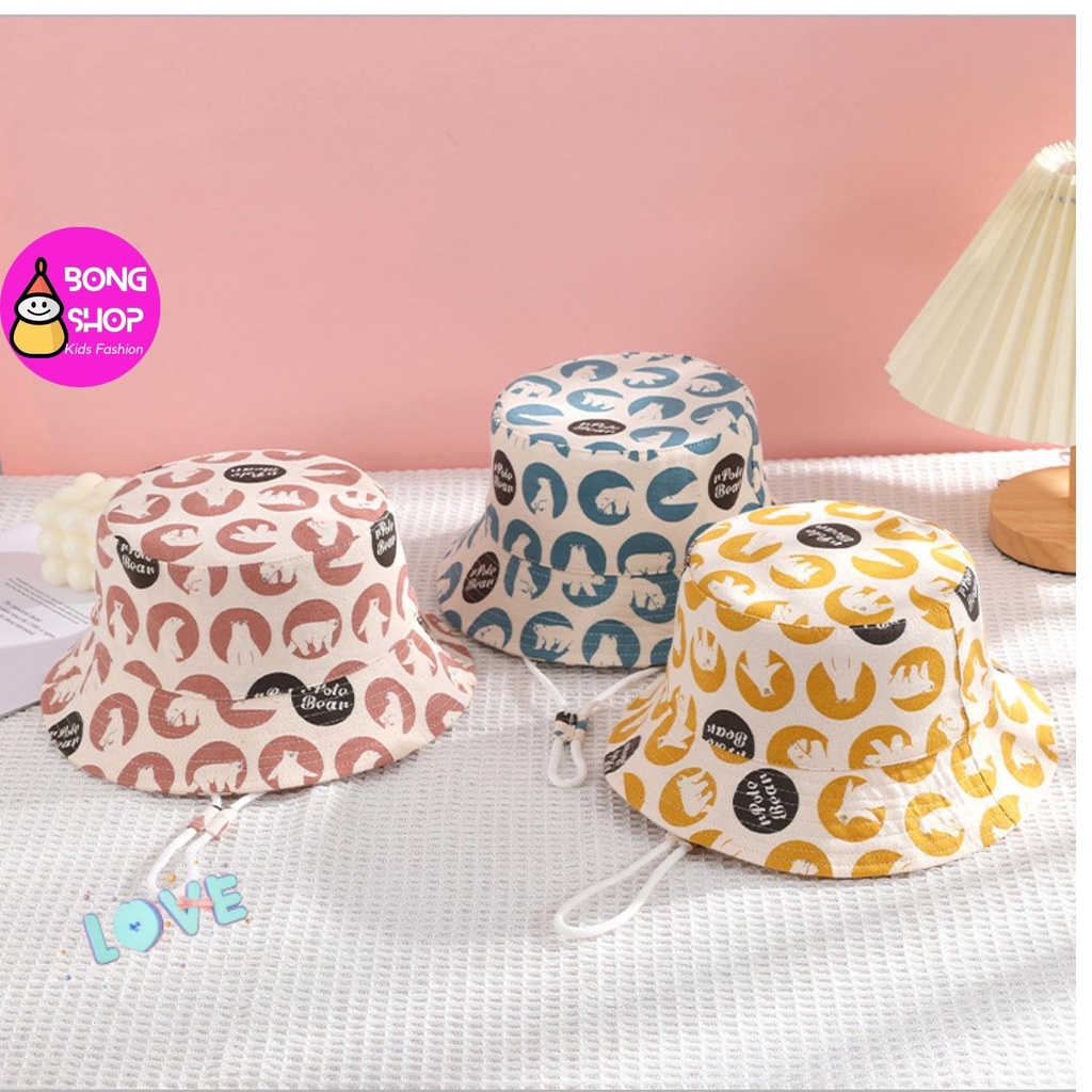 Mũ tai bèo in hoạ tiết hoạt hình phong cách Hàn Quốc thời trang dễ thương cho bé