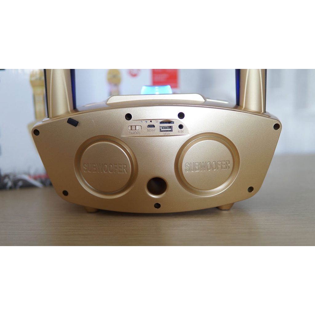 Loa karaoke bluetooth SD306 Loa Mắt Cú Tặng Kèm 2 Micro Không Dây