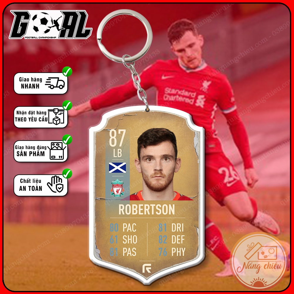 Móc khóa in hình hậu vệ Andrew Robertson - Phụ kiện treo balo bóng đá gaming[8037-8048]