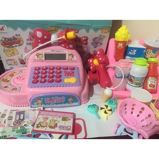 Máy tính tiền siêu thị hello kitty và giỏ hàng