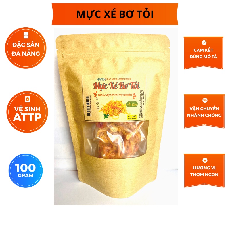 Khô Mực Xé Bơ Tỏi loại ngon- Hanigo Food Đặc Sản Đà Nẵng Ngon