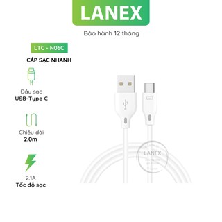 Cáp Sạc Nhanh Lanex Ltc - N06c Nhựa Pvc Type C 2.1a Dài 2.0m