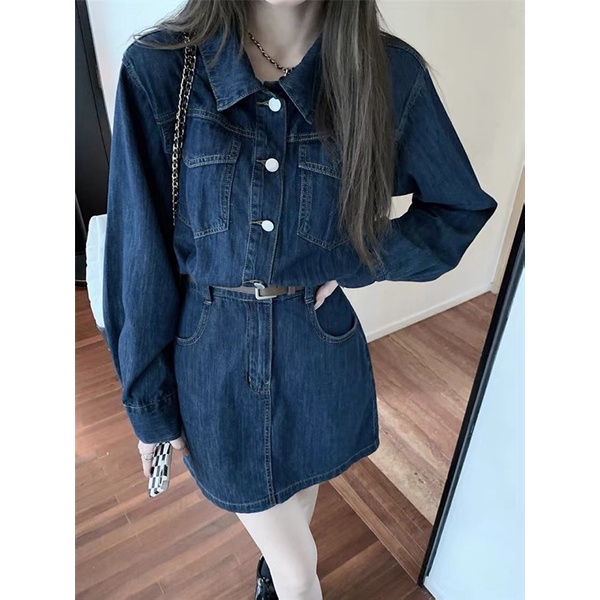 Váy denim thắt eo bigsize ulzzang ORDER kèm thắt lưng