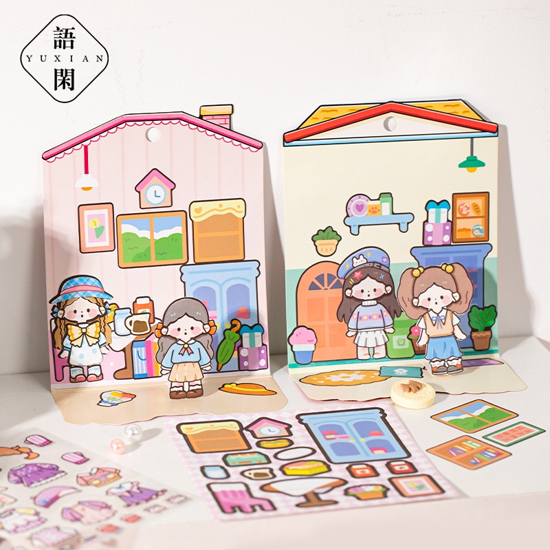 Bộ 12 Tờ 4 Loại Sticker Dán Trang Trí Lều Họa Tiết Hoạt Hình Dễ Thương