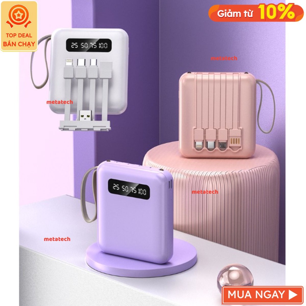 Pin sạc dự phòng 20000mAh nhỏ gọn di động tích hợp 4 cổng sạc cùng lúc 4 thiết bị sạc nhanh hiển thị % pin (Bảo Hành12T)