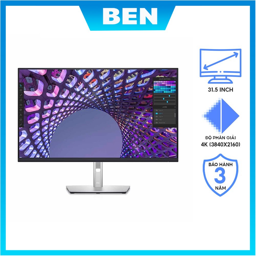Màn Hình LCD DELL 32 4K USB-C Hub Monitor - P3223QE UHD 31.5 inch chính hãng BH 36T