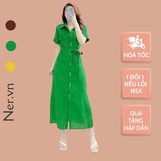 Bigsize nữ đầm dài dự tiệc NER.VN đầm sơ mi bigsize đơn giản dễ mặc tôn dáng sáng da sản xuất tại xưởng chuyên sỉ đầm