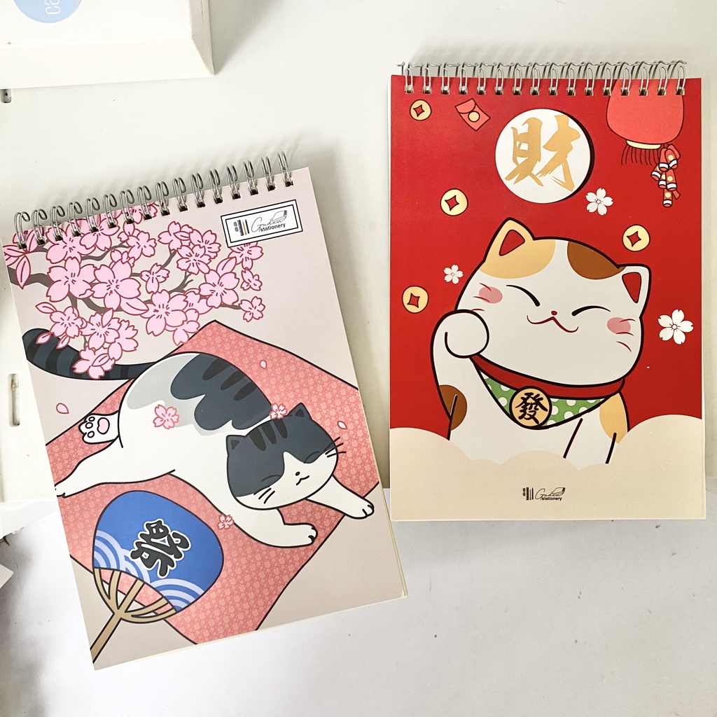 Sổ tay vẽ chì, Sketchbook cỡ A5 mèo Nhật_Guden Stationery