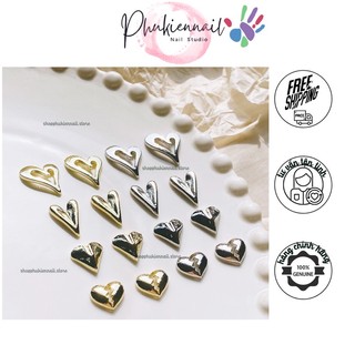 Charm trái tim cỡ lớn gắn nailbox nail đắp gel