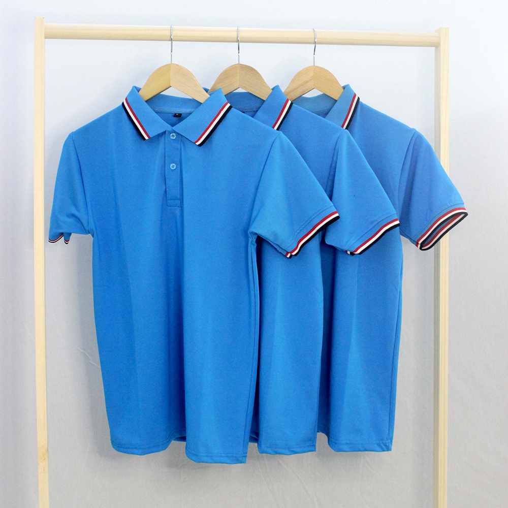 {giá sỉ} Áo Thun Polo Cá Sấu Màu Xanh Ya Cổ Phối 3 Sọc Đồng Phục Nam Nữ Ảnh Chụp hình Thật giá xưởng