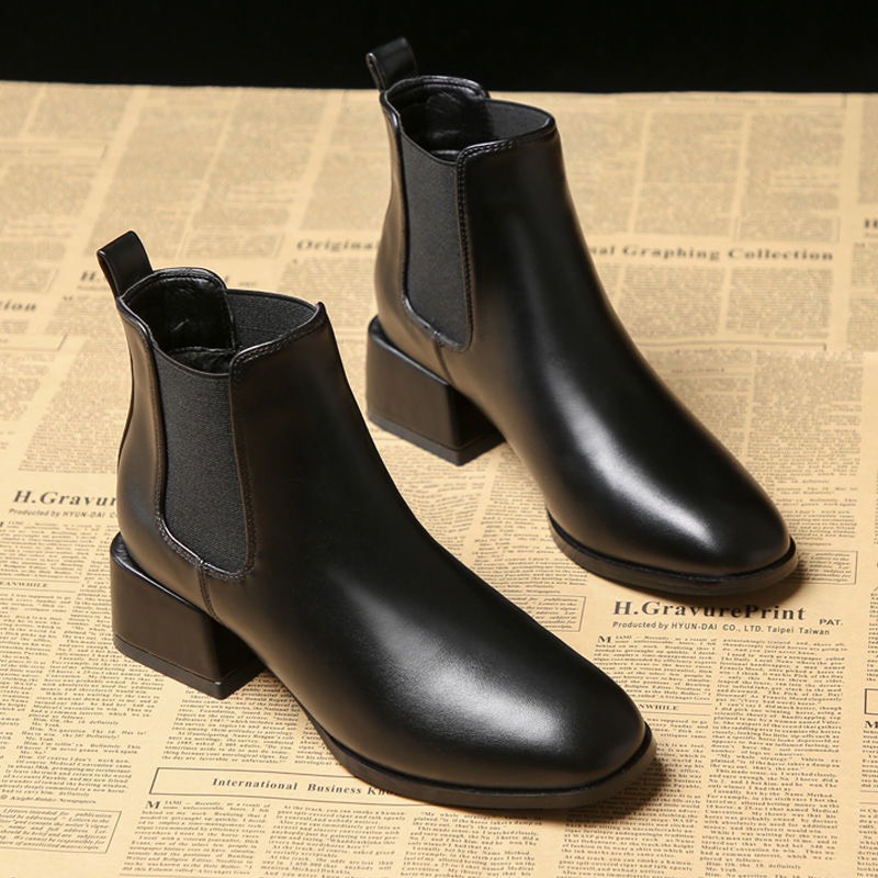 Giày nội địa Trung hàng đẹp - Boot nữ đế vuông ulzzang