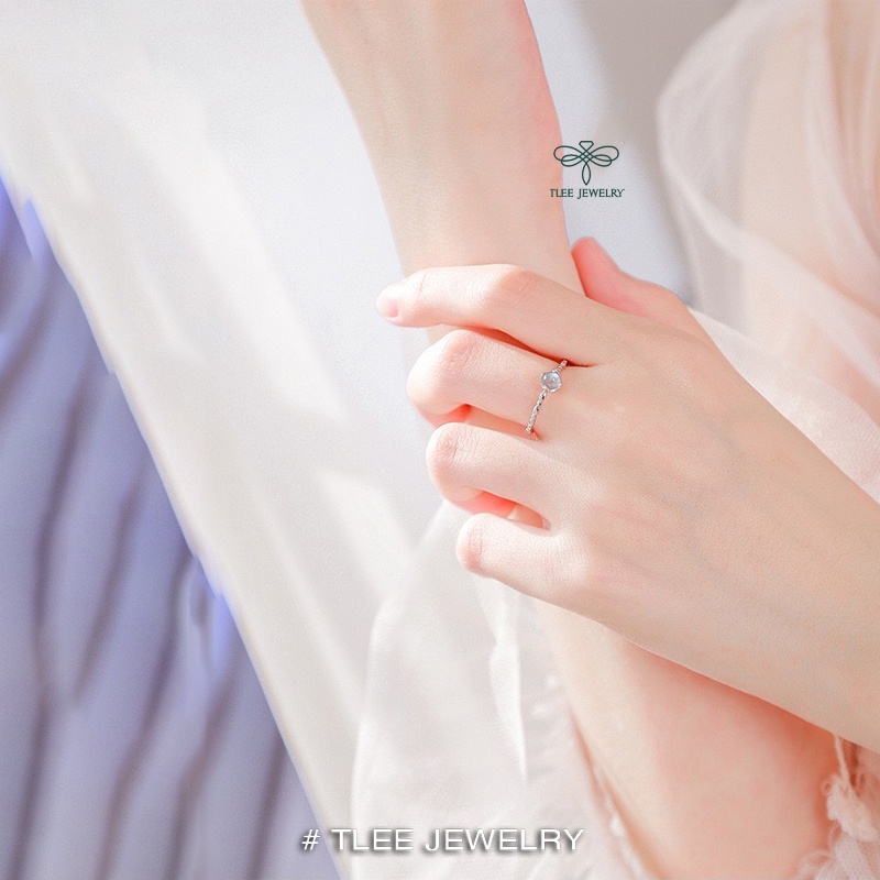 Nhẫn bạc nữ bạc s925 TLEE đá moonsonte khói không kị mệnh giải tỏa suy nghĩ tiêu cực TleeJewelry A0293