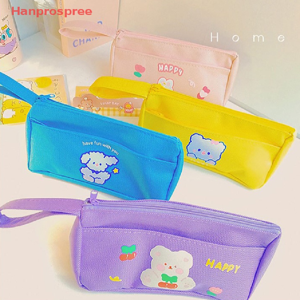 Túi Đựng Bút Vải Canvas In Hình Thỏ Màu Sắc Ngọt Ngào Xinh Xắn