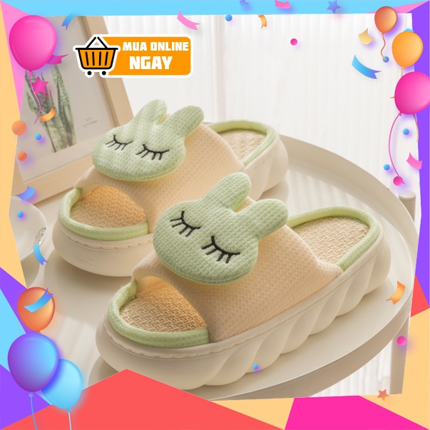 Dép Đi Trong Nhà Vải Lanh Họa Tiết Hoạt Hình Thời Trang Mùa Hè Cho Nữ Happy Home 1977
