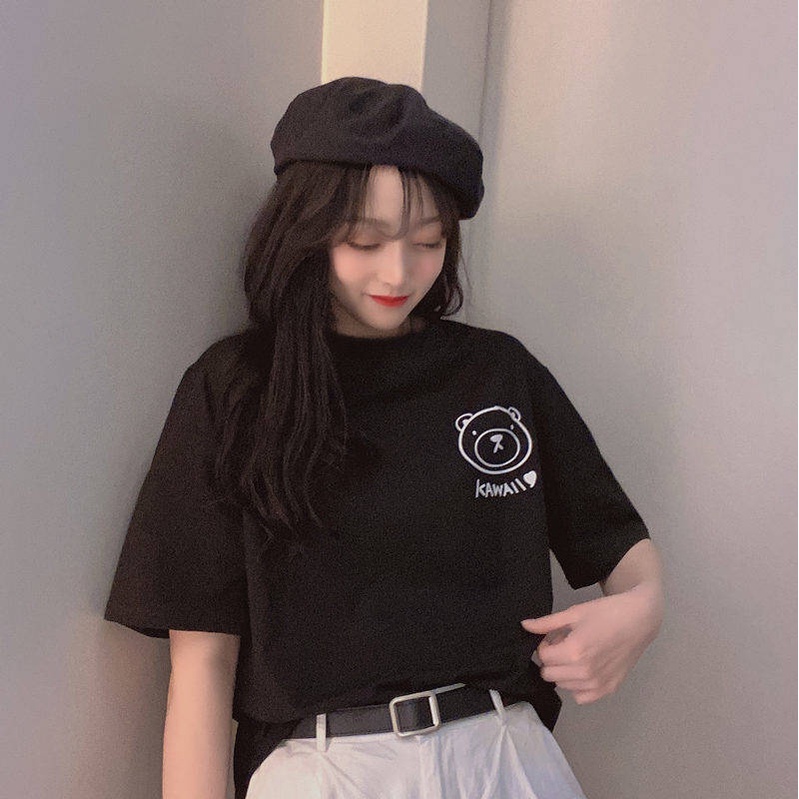 Áo thun NRVP tay ngắn in hình thời trang đường phố Hàn Quốc cho nữ