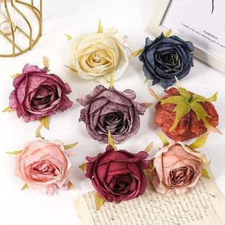 Set 5 bông hoa hồng giả bằng lụa mềm mại dùng trang trí đám cưới