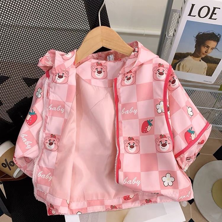 Gấu dâu Áo khoác áo gió hoạt hình bé gái